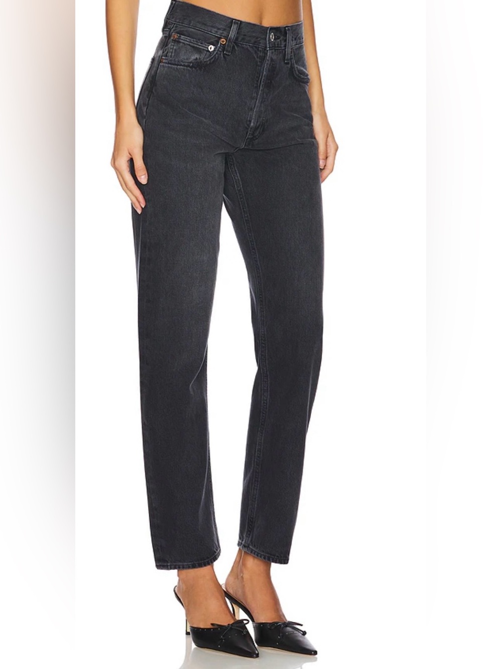 AGOLDE 90’s Pinch Waist High Rise Straight Jeans  – Distressed Black / Size 26